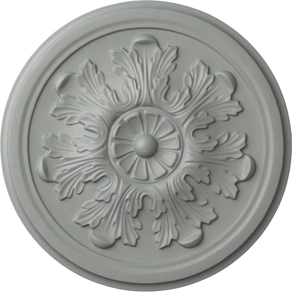 Ekena Millwork Legacy Acanthus Ceiling Medallion (Fits Canopies up to 3 1/2"), 12 3/4"OD x 7/8"P, Primed White CM12LE - main